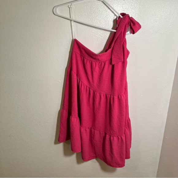 Ee:some One Shoulder Swing Dress Pink M - Picture 7 of 12